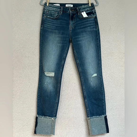 Vigoss Marley Straight Leg Mid-Rise Jeans-Blur Distressed Denim-Women’s 28-NEW - Picture 2 of 14